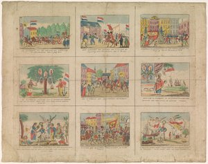 Sheet with 9 Depictions of Historical Events in the Years 1813-1814 by Anonymous