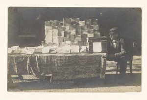 Bookseller Frederik Coster Next to His Bookstall at Hofplein in Alkmaar (The Bookstall) by Anonymous