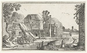 Farm and Barn on Stilts by Water by Anonymous