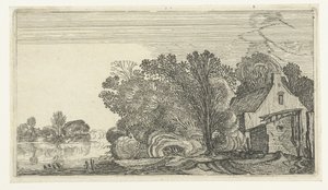 Farmhouse Between Trees by a River