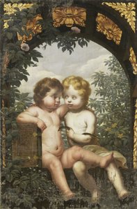 Christian Allegory with Two Children with a Bible and Snake by Anonymous