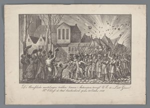 The Brussels Mutineers Enter Antwerp, While Lt. Gen. Bn. Chassé Bombards the City, October 28, 1830 by Anonymous