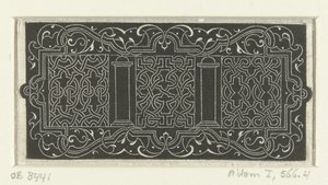 Three Blocks with Moresques, Surrounded by a Border of Moresques and Arabesques (White Moresques on a Black Background series)