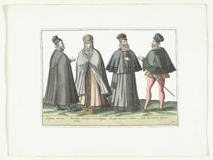 Three Men and a Woman Dressed in Foreign Fashion, ca. 1580 by Anonymous