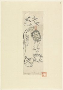 Three Playing Moles and a Frog