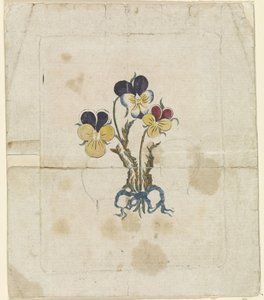 Three Violets with Silhouette Portraits of William V, Prince of Orange-Nassau, Wilhelmina of Prussia, and Frederick William II, King of Prussia by Anonymous
