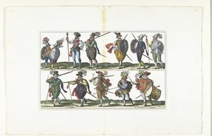 Double Plate with Twelve Armed Citizens in Uniform According to the Fashion in Antwerp, ca. 1580 by Anonymous