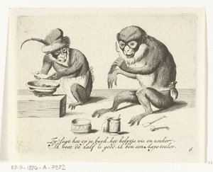 A Monkey Bandaging Another Monkey by Anonymous