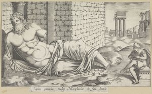 A Draftsman by the Statue of the Tiber (Marforio) by Anonymous
