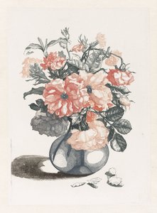 Five Prints of Flowers in Glass Vases by Anonymous