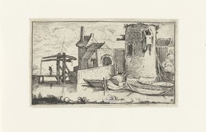 Building with Dilapidated Tower at a Drawbridge by Anonymous