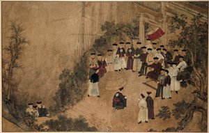 General Shi Lang with a group of dignitaries at a well by the sea