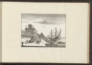 View of the Royal Palace on the Coast in Naples (title on object: View of the Royal Palace &c: in Naples) (series title: Palaces and Monuments in Venice, Livorno, Naples, and Rome) by Anonymous
