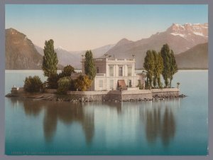 View of Île de Salagnon in Lake Geneva, with the Dents du Midi in the Background by Anonymous