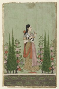 Girl Holding a Calf by Anonymous