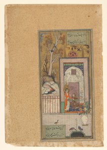 Heavenly Messenger with an Announcement for a Seated Man in a Palace