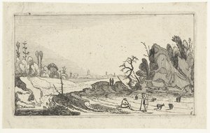 Shepherds with Sheep by Rocks by Anonymous
