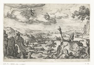 Jupiter in His Chariot and Another God, Landscapes with Mythological and Biblical Scenes (series title) by Anonymous