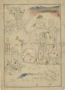 Krishna with Cows from Linga-Altar by Anonymous