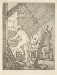 Artist Painting a Nude Model by Anonymous