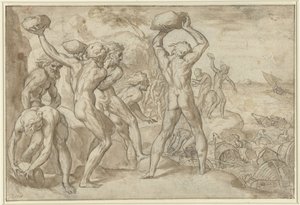 Laestrygonians Crushing the Fleet of Odysseus with Heavy Stones by Anonymous