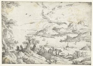 Landscape with Wide River Between Hills by Anonymous