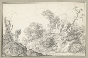 Landscape with Bare Tree and Man with Stick