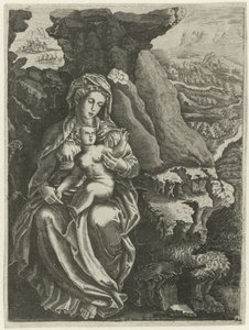 Mary with Child in a Rocky Landscape