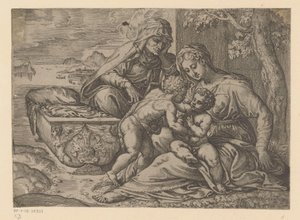 Mary with the Christ Child, John the Baptist, and Elizabeth by Anonymous