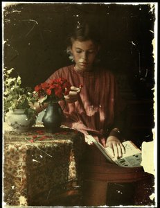 Girl Determining Flower Petals