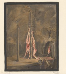 Night Scene with the Mutilated Bodies of the De Witt Brothers at the Gallows by Anonymous