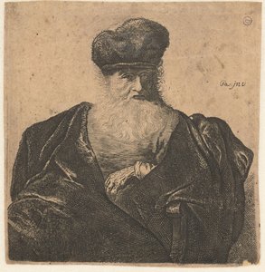 Old man with beard, fur cap, and velvet cloak by Anonymous