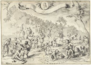 Design Drawing for the Print Greed Tries to Overtake Fortune, 1720 (Het Groote Tafereel der Dwaasheid)