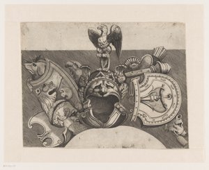 Ornament with Helmet, Shield, Eagle, and Lion by Anonymous