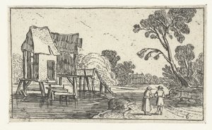 Path Along a River with Buildings on Stilts (Landscapes After Esaias van de Velde) by Anonymous