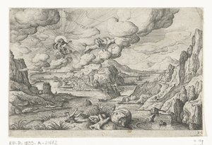 Phaethon Driving the Chariot of the Sun, Landscapes with Mythological and Biblical Scenes (series title) by Anonymous