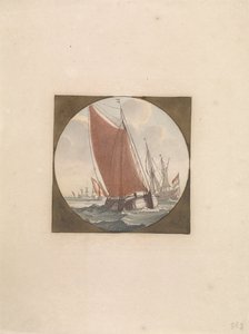 Flatboat with Full Sails by Anonymous