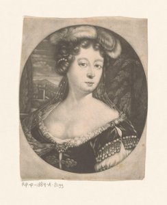 Portrait of an Unknown Woman with Feathers and Pearls in Her Hair and a Dress with Gemstones