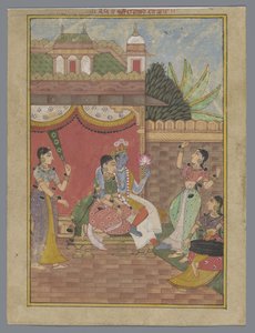 Radha and Krishna in a Palace (Ragamala)