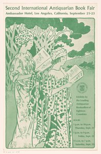 Advertisement for the Second International Antiquarian Book Fair in Los Angeles (title on object: Second International Antiquarian Book Fair)