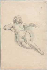 Reclining Female Nude (recto) by Anonymous