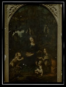 Reproduction of Leonardo da Vinci, Virgin of the Rocks, Louvre by Anonymous