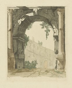 Roman Gate with City Wall by Anonymous