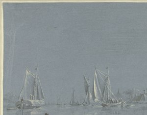 Boats on the Water, with a Rowboat in the Foreground by Anonymous