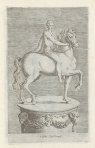 Sculpture of a naked boy on a horse by Anonymous