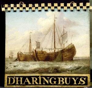 Sign, Both Sides Painted with Herring Boats by Anonymous