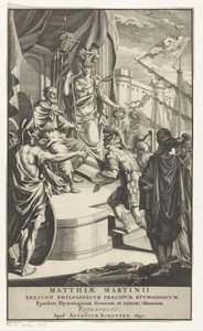 Soldier Presenting a Book to the King (Title Page for: Matthias Martinius, Lexicon philologicum praecipuae etymologicum, 1697)