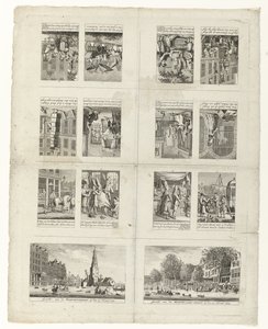 Caricatures on Fashion and Two Views of Amsterdam during the Floods of 1775 by Anonymous