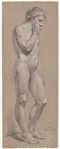 Standing Male Nude, Facing Right, Right Hand Against Face by Anonymous