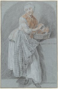 Standing Woman with a Basket by Anonymous